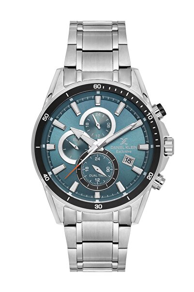 Daniel Klein Dial Green Band Silver Color 44 mm Inner Indicators Active Men's...