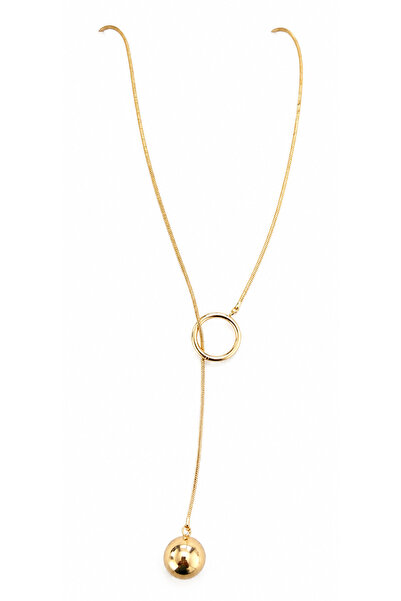 OEM Women's Gold Y-Type Necklace with Minimalist Circle and Spherical Pendant...