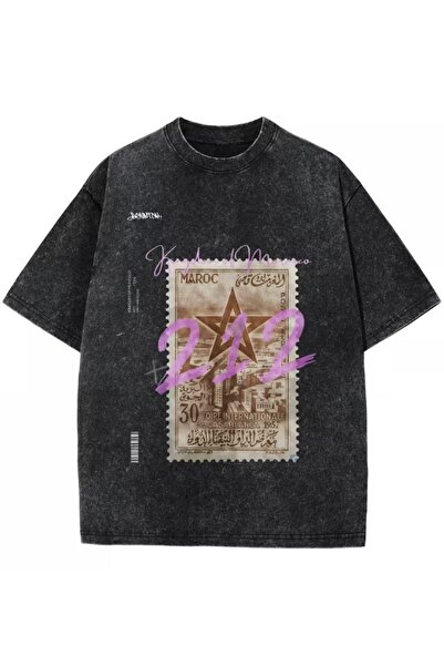 Le Savu Tricou oversize vintage, lavabil, unisex, cu imprimeu Maroc 212