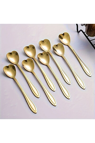 Choice 8pcs 8pcs Stainless Steel Spoon, Creative & Frenchy Golden Heart Desig...