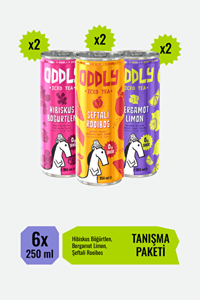 ODDLY Tanışma Paketi 6’lı 2 Şeftali & Rooibos + 2 Hibiskus & Böğürtlen + 2 Be...