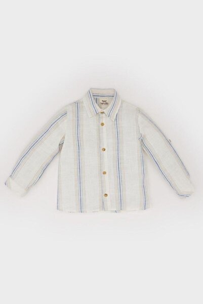 DeFacto 100% Cotton Striped Long Sleeve Shirt for Baby Boy (25 Sp)