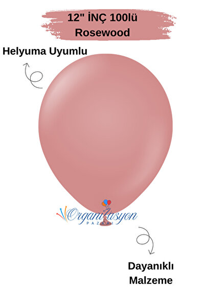 Organizasyon Pazarı Pack of 100 Balloons Rosewood 12 Inch Decoration Party Or...