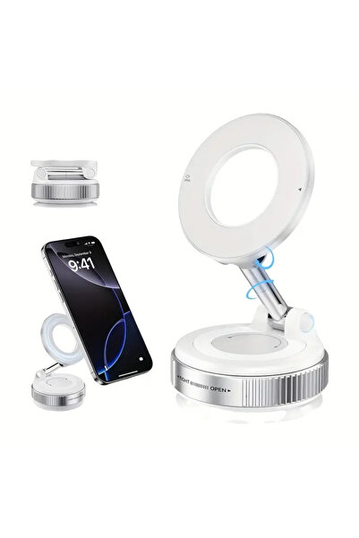 Choice1 White Car Phone Holder with Vacuum Adsorption and Magnetic Suction, N...