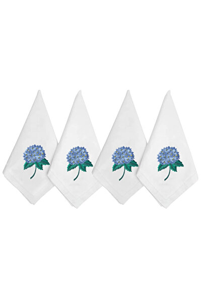 Choice1 4pcs-B Cotton and Linen Embroidered Napkin Cloth Hydrangea Square Wed...