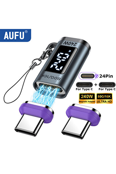 Choice3 محول 24 دبوس TC AUFU بقوة 240 واط مع شاشة رقمية، محول USB-C إلى Type-...
