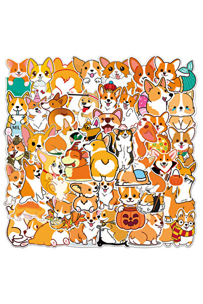 Choice 50PCS/pack Cute Cartoon Pet Dog Corgi Graffiti Stickers For Water Cup ...