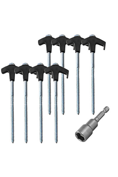 Choice1 alloet Black 8Pcs Camping Pegs Drill In with Hex Socket Heavy Duty Sp...