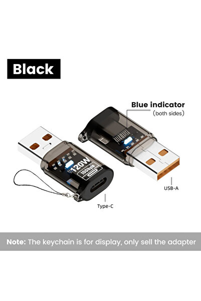 Choice6 محول OTG من النوع C إلى USB A بقوة 120 واط، أسود فاتح، موصل شحن سريع ...
