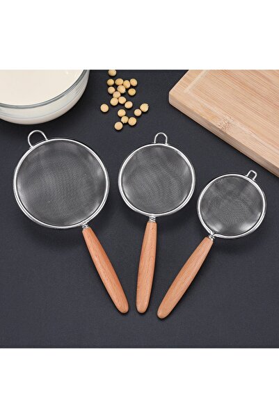Choice3 3pcs 1/3pcs Stainless Steel Colander with Wooden Long Handle Hanging ...