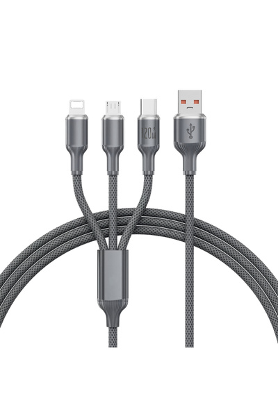 Choice كابلات سوداء 3 في 1 بقوة 100 واط، سلك شحن سريع 6 أمبير من USB إلى Type...