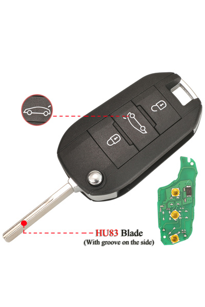 Choice7 For Peugeot HU83 3BTN Trunk jingyuqin Flip Remote Smart Car Key For C...