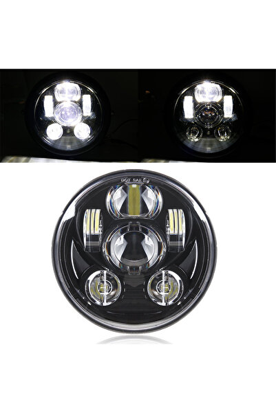 Choice مصباح أمامي LED أسود مقاس 5.75 بوصة مع إضاءة نهارية (DRL) لدراجات هارل...