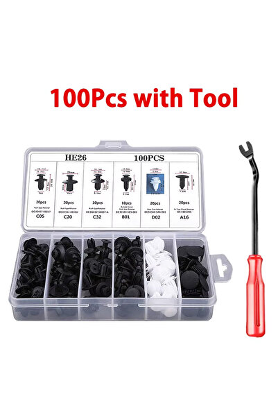 choice2 100 قطعة مع أداة، 100/50 صندوق/كيس، مشبك تثبيت سيارة، مسمار تثبيت مخت...