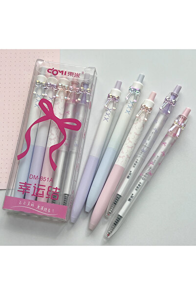 Choice black Lucky Bow 5 Pcs/Box Bow Gel Pens 0.5mm Creative Simple Quick Dry...