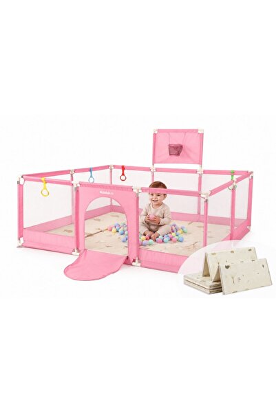 Nichiduta Children's playpen Pink, 180 x 200 x 73cm, metal frame, mesh walls,...