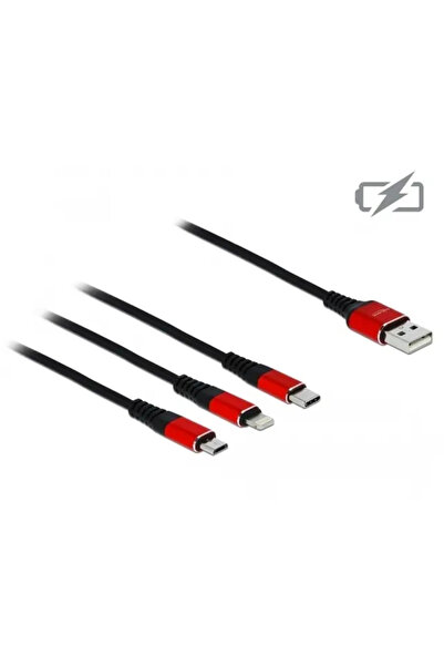 DELOCK Cablu de încărcare USB, conector USB-A > USB-C + Micro USB + conector ...