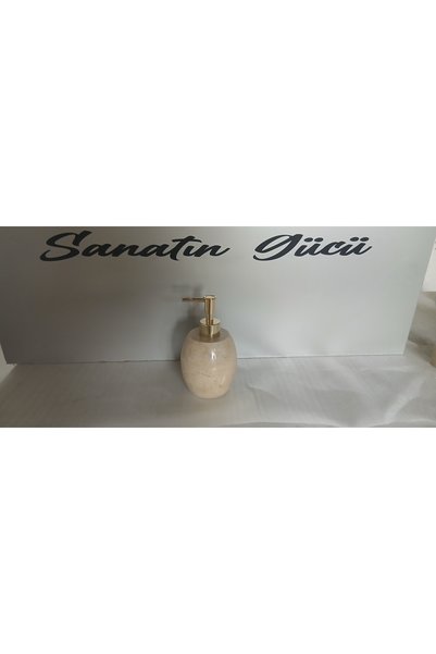 Home Umut Marble Beige Oval Cut Liquid Soap Dispenser