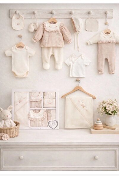PofudukButik Pofuduk Butik 10'lu Bebek Hastane Çıkış Seti - %100 Pamuk Müslin...