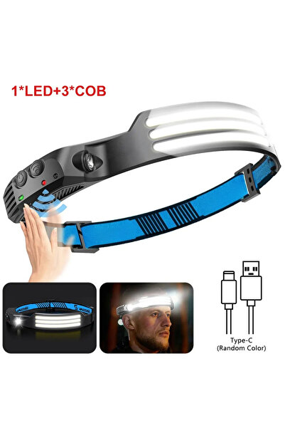 Choice 3COB 1pcs Induction Headlamp COB+LED Head Flashlight Built in Battery ...