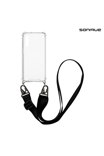 Sonique Θήκη Σιλικόνης με Strap Armor Clear Huawei P20 Pro Μαύρο