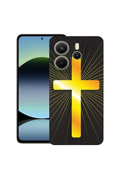 bestcase Калъф за Xiaomi Redmi Note 14, Златен кръст, Тънък силиконов 0.8ММ, ...