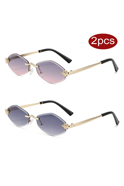 Choice4 2pcs z02 Cycling 1/2pcs Fashion Rimless Irregular Rhombus Metal Sungl...