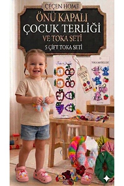 ÇEÇEN HOME Papuci pentru copii cu talpă ortopedică și detalii cu mărgele, cu ...
