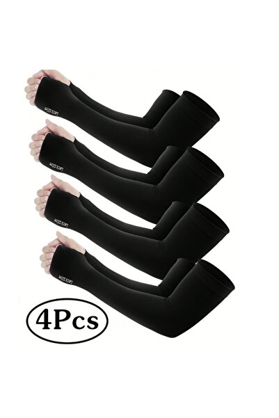 Choice 4pcs 4-Piece Set of Black Women's Ice Sleeves for Cycling, Tight-Fitti...