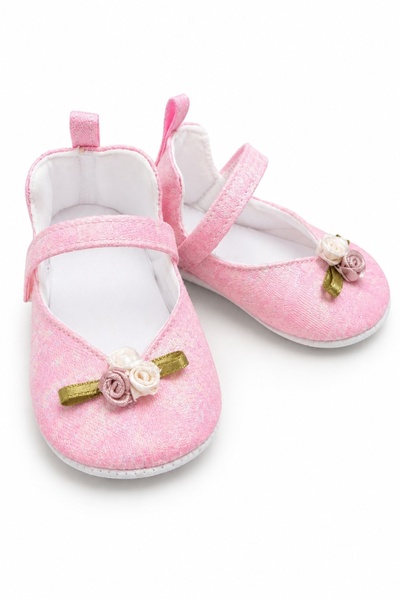 Pure Boutique Elegant pink baby Ballet Flats with decorative flowers, comfort...