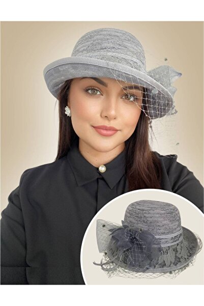 Confortino Luxury women's organza hat with veil - ONE SIZE, ADJUSTABLE