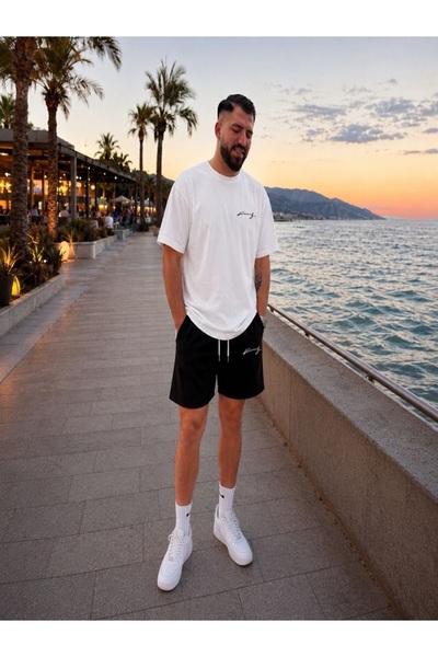 FAEL LİFE Pantaloni scurți și tricouri unisex cu croială largă, imprimeu KING...