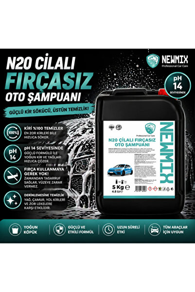 NEWMİX N20 Fırçasız Oto Yıkama Şampuanı 5 Kg