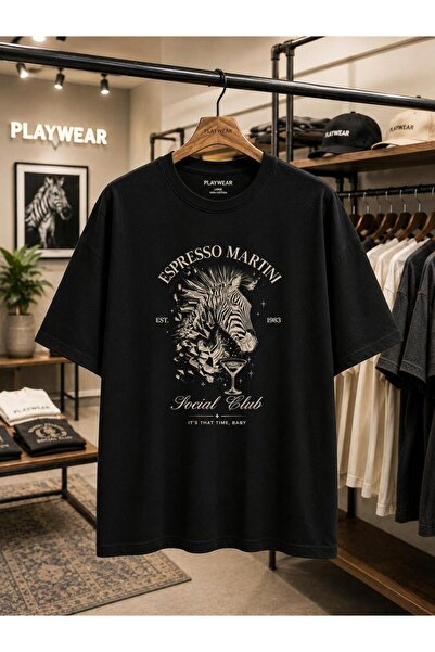 playwear Μπλουζάκι Martını με στάμπα στο στήθος, 100% βαμβάκι, oversized, χαλ...