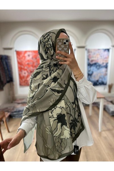 Merwiss Patterned Soft Shawl - Khaki