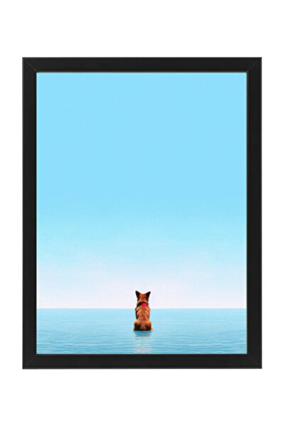 Boomah Accessories Dog Minimalist Ocean View, Blue Skies Poster with Frame 30...