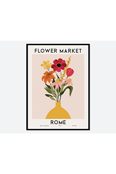 Boomah Accessories Flower Market Rome Colorful Botanical Art Poster with Fram...