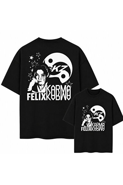 FUWEAR Μπλουζάκι Stray Kids Felix με συνδυασμό σχεδίων, Unisex, Oversize