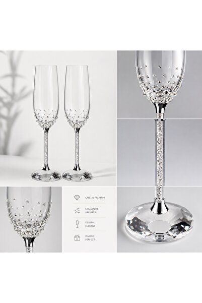 delshop Champagne Glasses, Personalized Wedding Glasses with Crystals, Set of...