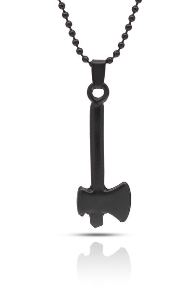 kolbi Battle Axe Pendant Nordic Figured Axe Pendant - Black Plated with Ball ...