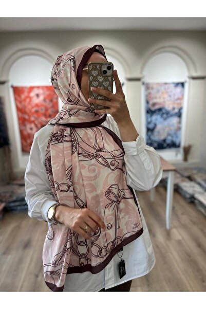 e.m ipek Chain Pattern Soft Shawl - Burgundy