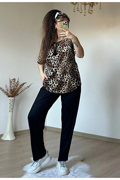 AZRA BUTİK Set leopard cu guler legat