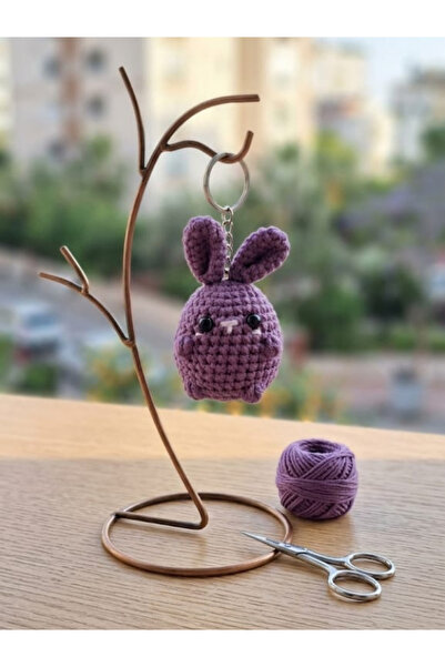 Bir Kırtasiye Amigurumi Sevimli Tavşan Figürlü Örgü Anahtarlık Çanta Süsü