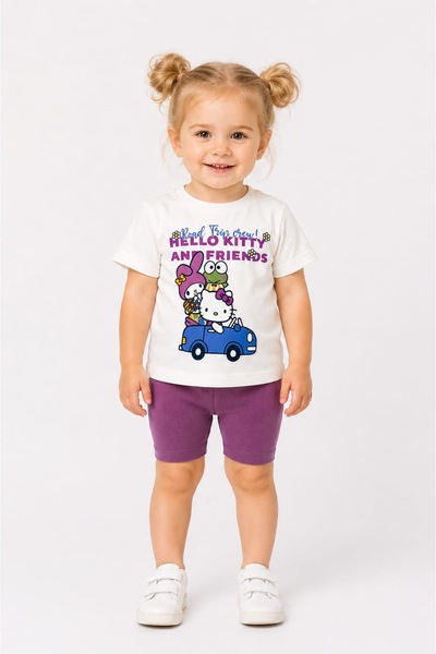 Honey Kids Kız çocuk biker taytlı yazlık alt üst takım