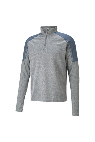 Puma Men Run Quarter-Zip Long Sleeve Running Tee - Gray
