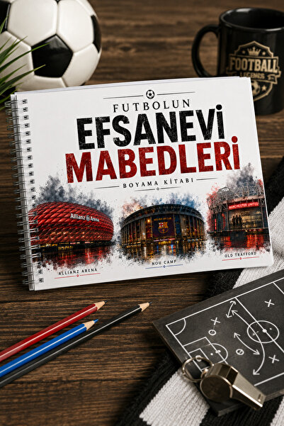 Z&R CRAFT Futbolun Efsanevi Mabedleri Boyama Kitabı / A4 Boyutunda / 30 İkoni...