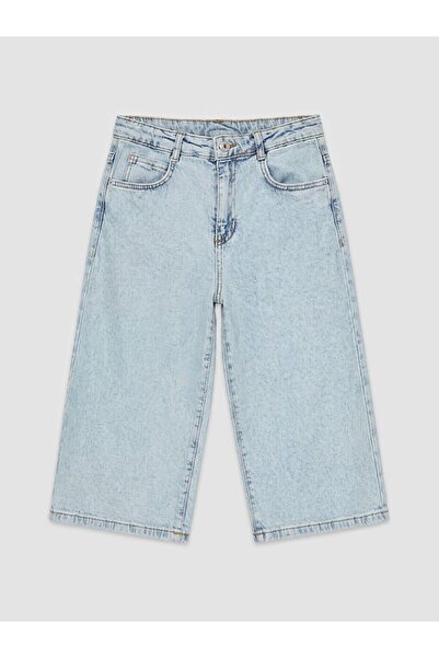 LC Waikiki LCW Kids Çiçek Nakışlı Kız Çocuk Jean Şortolon