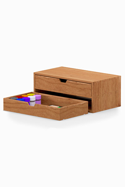 Woodsaka Desna Two-Tier Two-Drawer Cabinet & Storage Box - Cherry |   34 cm X...