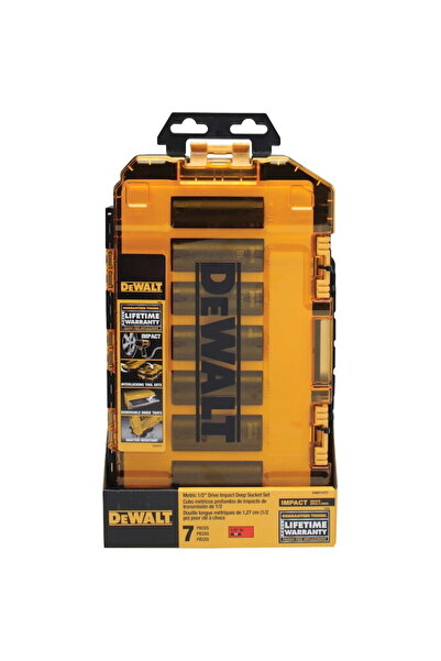 Dewalt DWMT74737-0 Set 7 Metric 1/2 inch Impact Sockets, CR-440 Steel, Direct...
