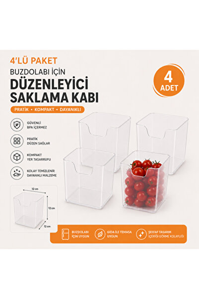 Clinica Home 4-Piece Mini Refrigerator Organizer Storage Container